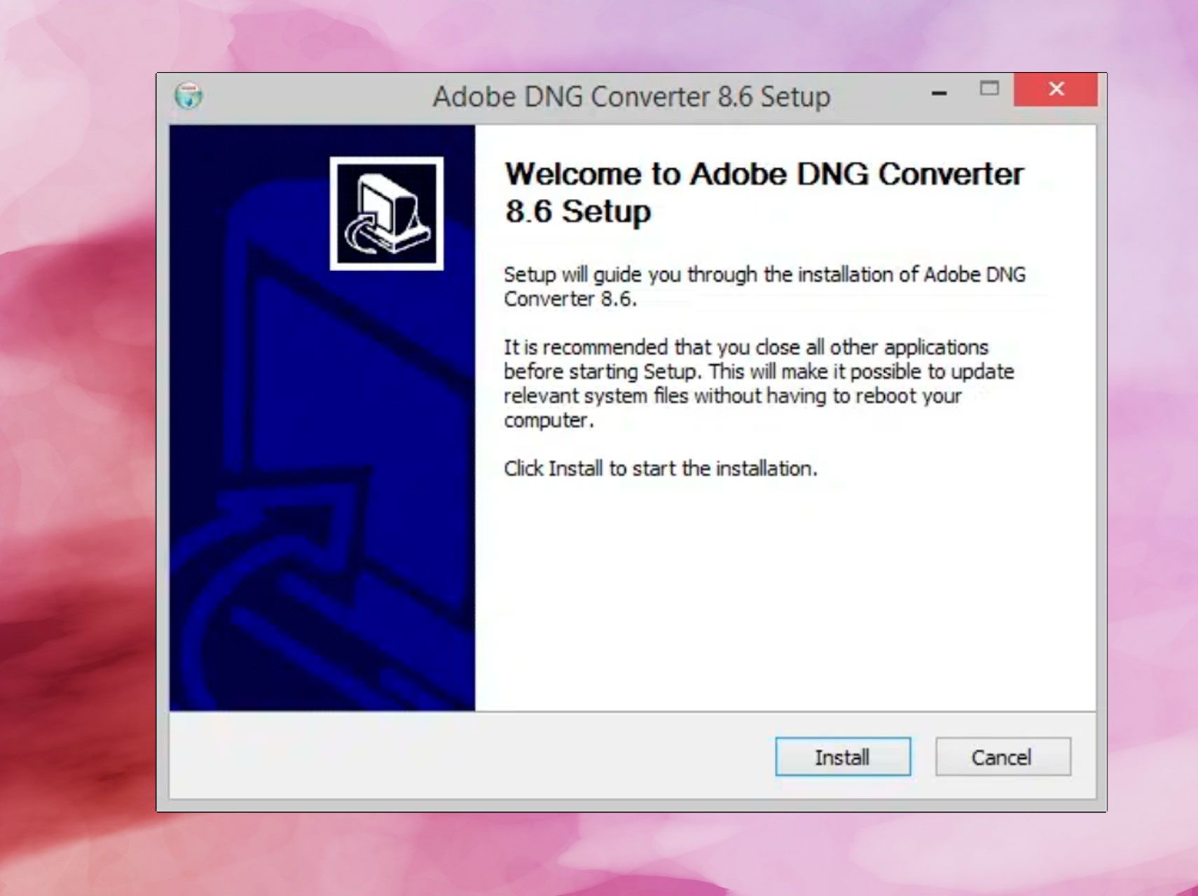 Установить Adobe DNG Конвертер..