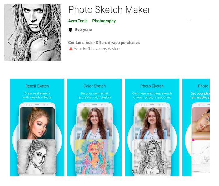 Photo sketch maker превращение фото в линейный рисунок приложение..